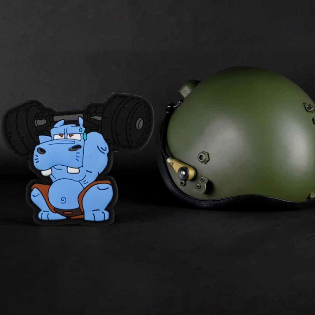 Parche táctico Hippo Squad de PVC, insignias de moral de la serie Hippo para Fitness en pegatina para mochila, brazalete militar, parches de gancho para ropa - imagen 3