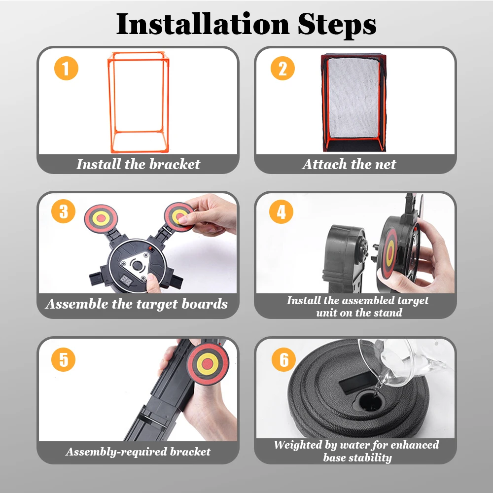 Alcance eléctrico de reinicio automático 360 °   Objetivo de puntuación electrónico giratorio, objetivo de tiro para pistola de juguete, práctica de tiro con pistola BB - imagen 5