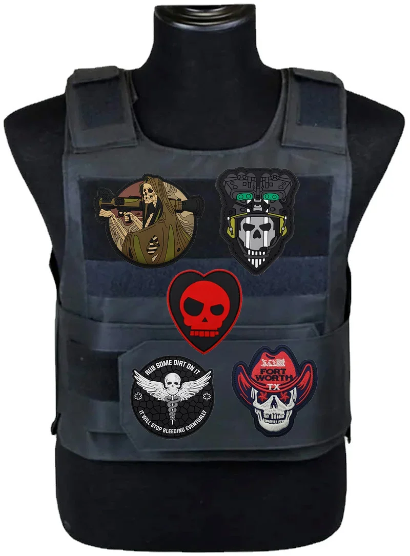 Accesorios para bolsa al aire libre, insignia de hombre con pistola de esqueleto táctico LOYAL TO THE MISSION, parche para mochila con gancho para chaqueta DIY - imagen 3