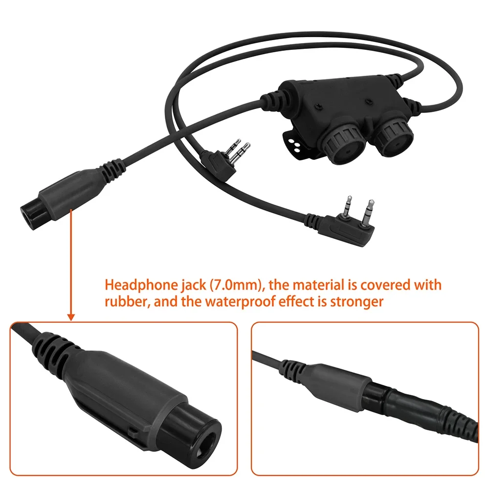 Ptt táctico U94 Ptt de comunicación dual con enchufe Kenwood de 2 pines Compatible con auriculares tácticos auriculares de tiro COMTA SORDIN - imagen 4