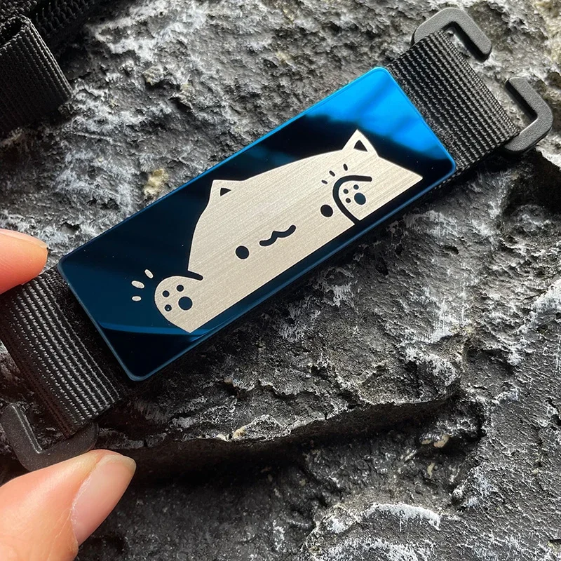 Insignia de moral de Metal de gato lindo, gancho y bucle, parches Klett de dibujos animados, accesorio táctico para exteriores, decoración de mochila, pegatina Horizontal - imagen 3