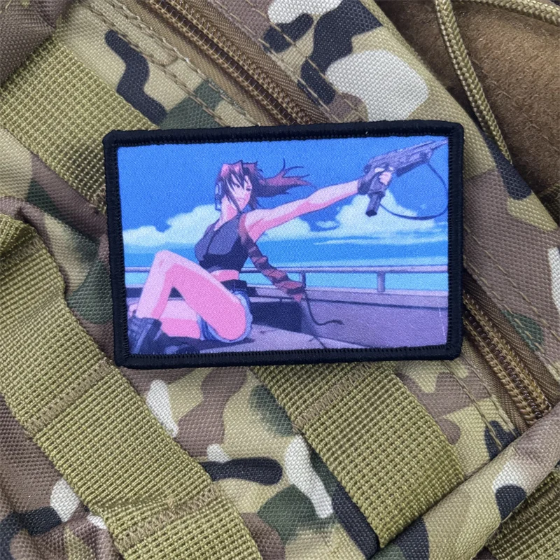 Parche táctico con estampado de Chica de Anime para ropa, insignias de moral, parches militares con gancho, pegatinas para mochila - imagen 4