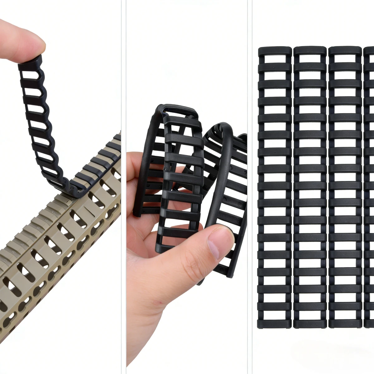 Táctico 4 piezas de goma 17 ranuras 20mm cubierta de riel Picatinny Airsoft Protector de mano en forma de escalera para montaje en Rifle tiro