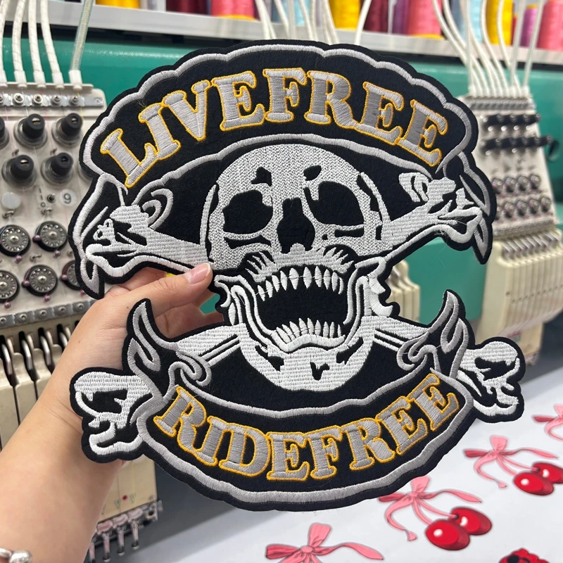 Parches grandes para Club de motocicletas, parches bordados de Punk Rock, parches para planchar LIVETORIDE para decoraciones de ropa, parche de costura DIY - imagen 4