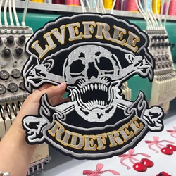 Parche bordado LIVETORIDE grande biker – para planchar y coser