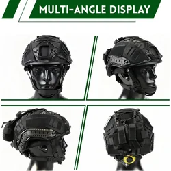Casco táctico ajustable con bolsa de batería y cubierta para Airsoft
