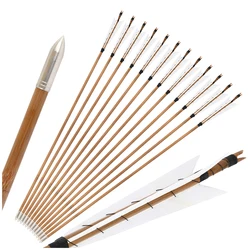 Flechas de bambú y plumas naturales para tiro con arco tradicional