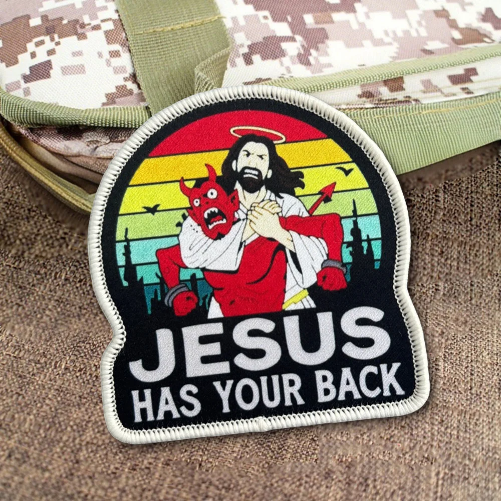 Jesús tiene tu moral de espalda parches tácticos en la ropa parche divertido de gancho y bucle insignia militar brazalete mochila pegatinas - imagen 3