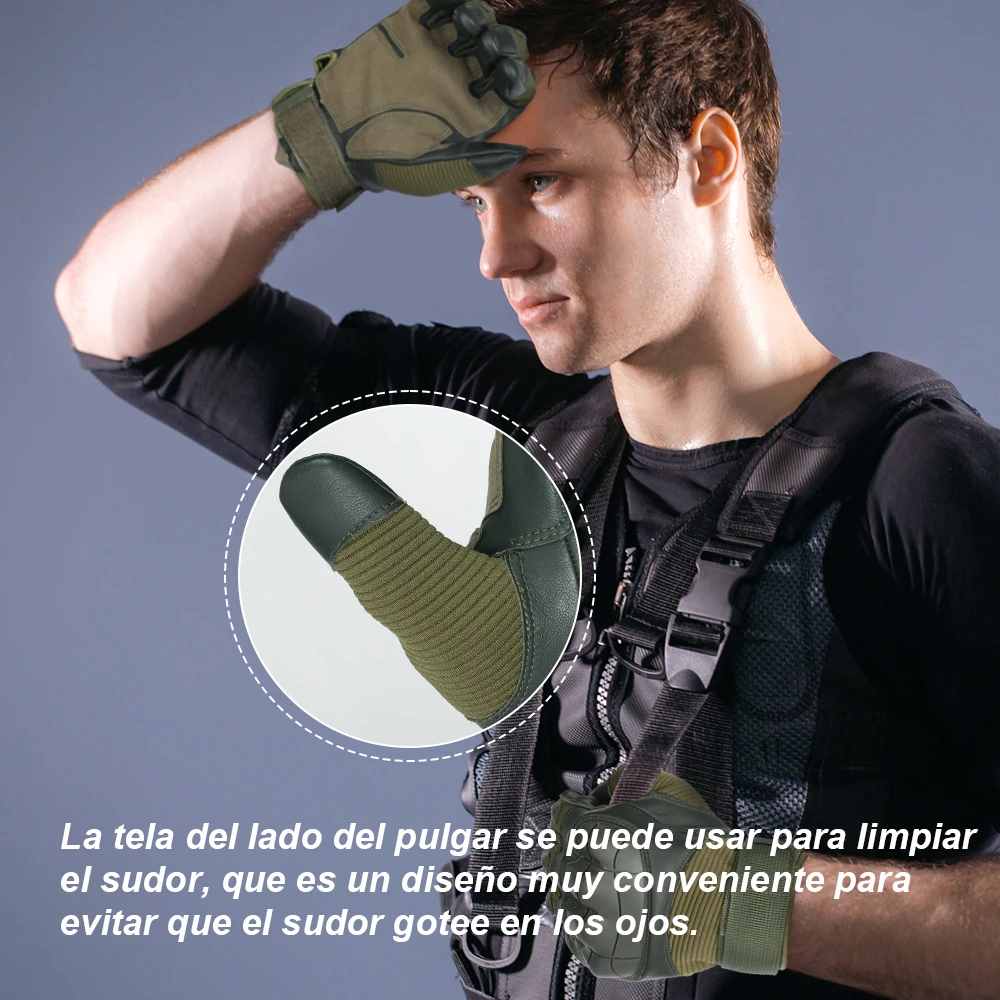 Guantes tácticos de cuero PU para pantalla táctil para hombre, manoplas de dedo completo para Airsoft, Paintball, Camping, bicicleta, caza, senderismo, ciclismo - imagen 5