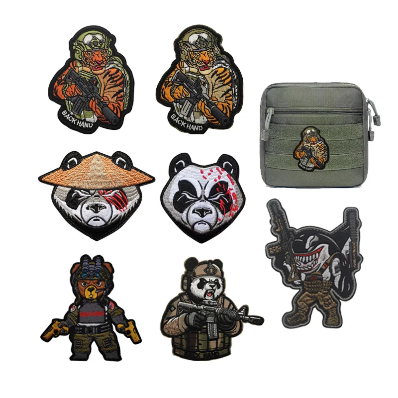Insignia de la serie táctica de camuflaje Animal, brazalete de tigre bordado con mochila, parches de gancho y bucle para ropa, gran oferta
