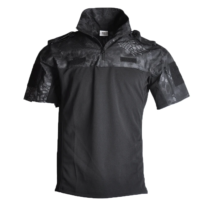 Camiseta de camuflaje táctico para hombre, ropa de verano para senderismo, camisetas de manga corta para escalar y acampar, camisetas de gimnasio, camisetas para acampar Airsoft Paintball - imagen 4