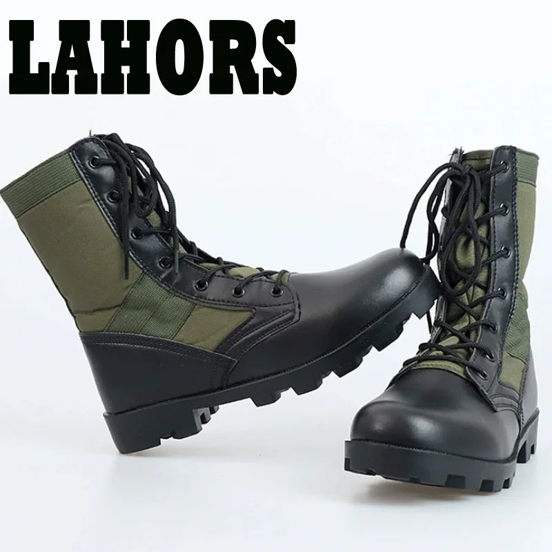 LAHORS-Botas tácticas de entrenamiento para hombre, zapatos de alta calidad con absorción de golpes, de suela dura, de cintura alta, para senderismo - imagen 3