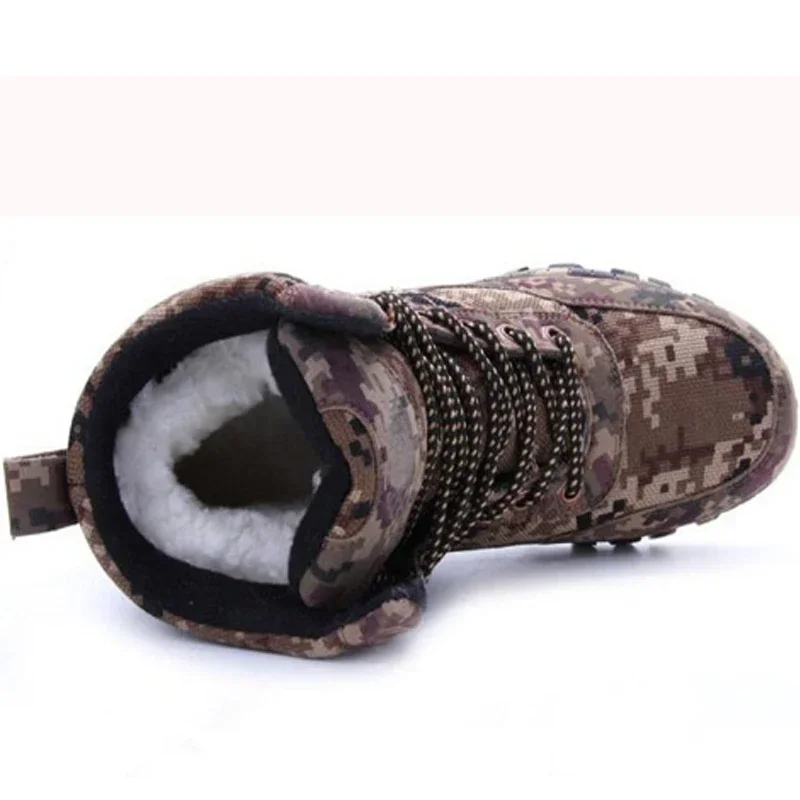 Botas de nieve de invierno para hombre, botas militares de combate para hombre, zapatos cálidos de algodón de alta calidad de camuflaje para invierno, botas de lana de felpa para hombre, talla 39-46 - imagen 4