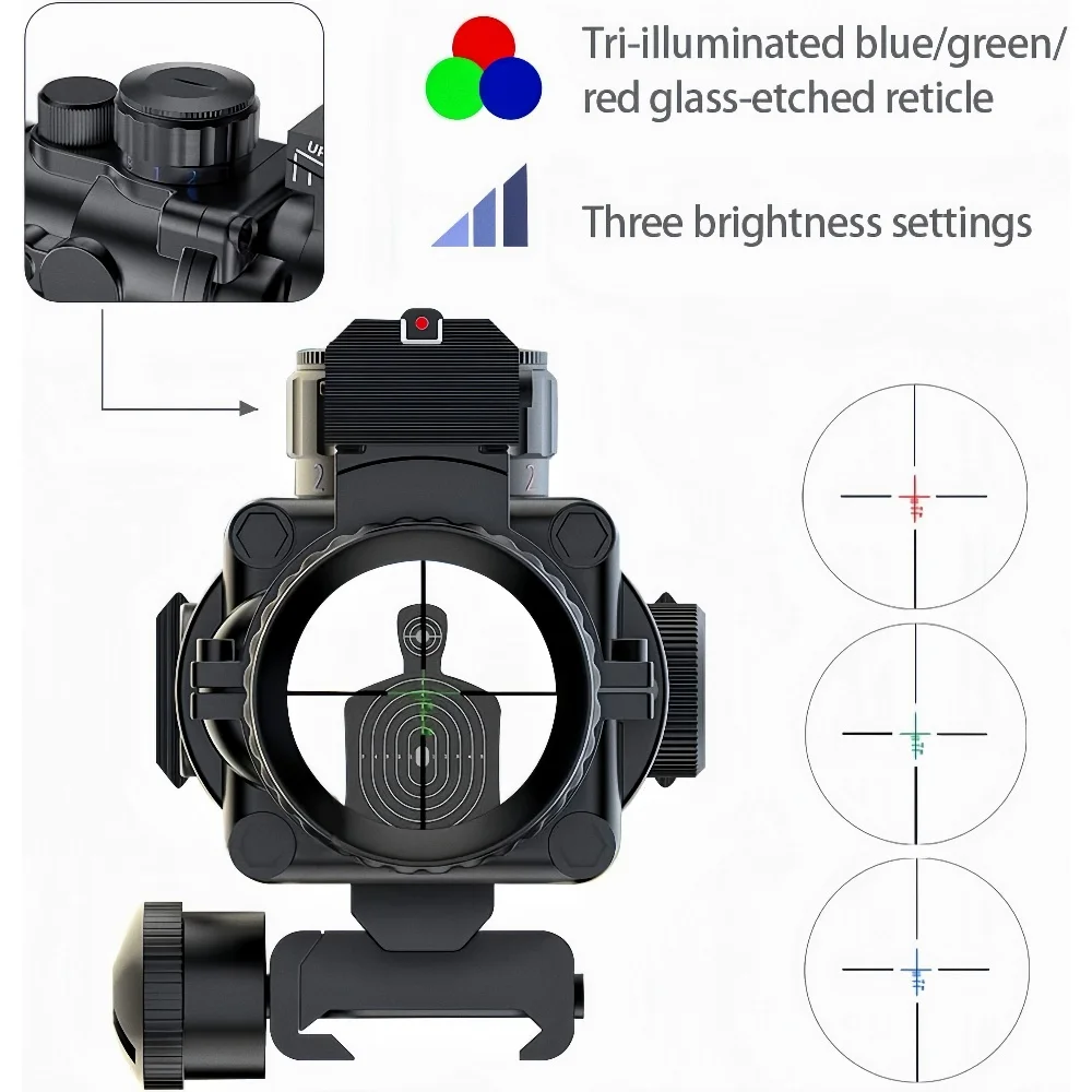 Mira telescópica para Rifle táctico con prisma 4x32, mira de retícula iluminada roja, verde y azul con mira de fibra óptica - imagen 3