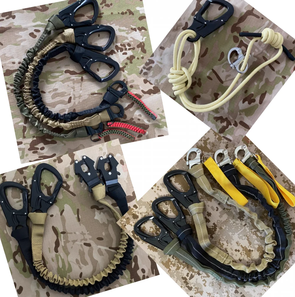 Máquina elástica táctica de colgar rápido, cuerda de seguridad descendente, hebilla de bloqueo de doble cabeza, gancho de rana, mosquetón, cuerda de seguridad Cos DG - imagen 2