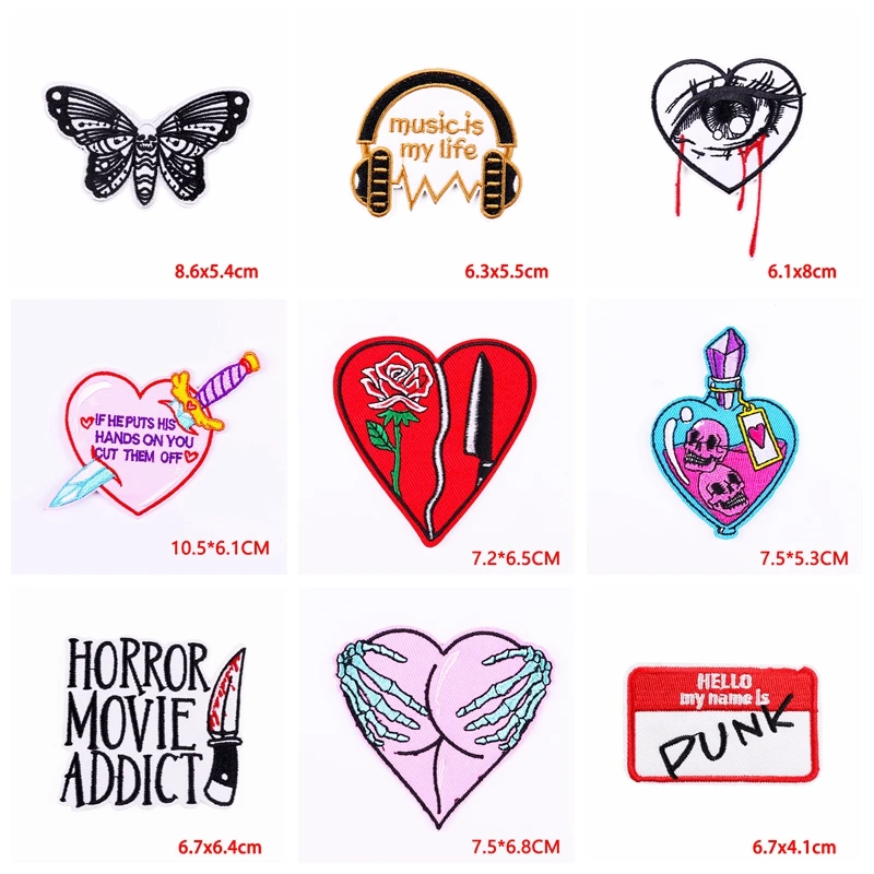 Parche bordado con letras de cinta Punk, parches para planchar para ropa, chaqueta, póker/rock, parche bordado para coser, pegatina para ropa, 10 Uds. - imagen 5