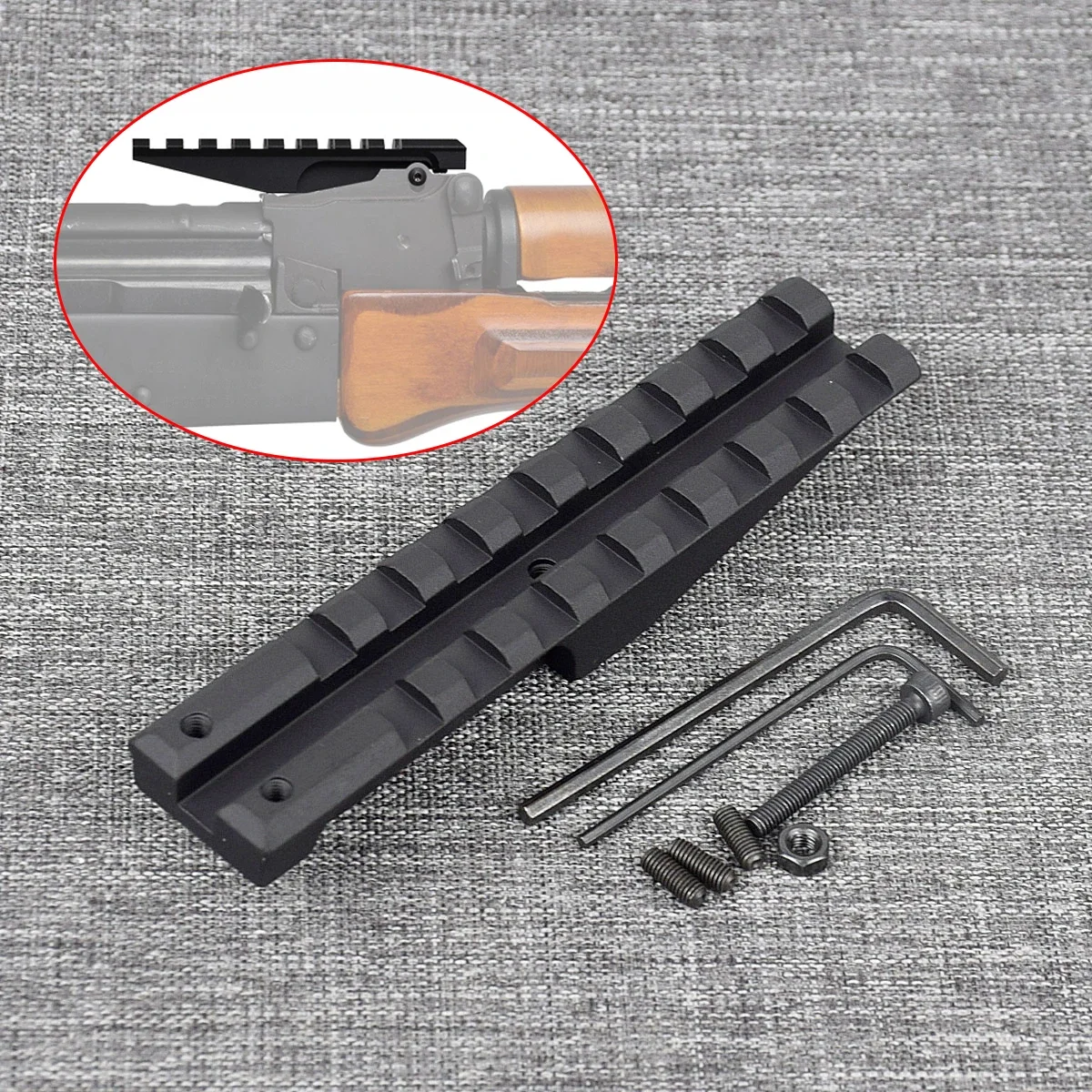 Riel de mira trasera AK de Metal táctico estándar 1913 Picatinny caza soporte de alcance elevador óptico de perfil bajo para Rifle AK47 AK74