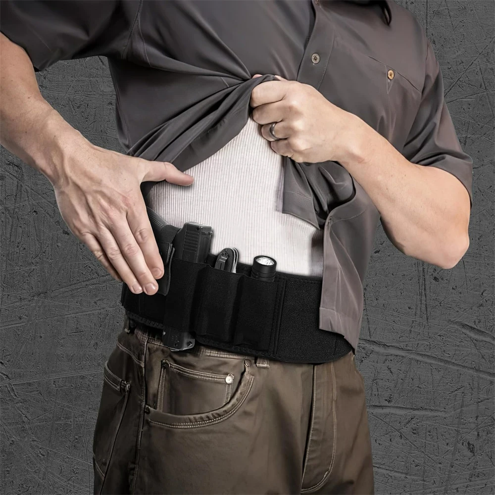 Funda para pistola con banda para el vientre, funda para pistola de transporte oculta, banda para la cintura, funda para pistola, portador de pistola para Glock 19 17 26 43 Sig P365 - imagen 5