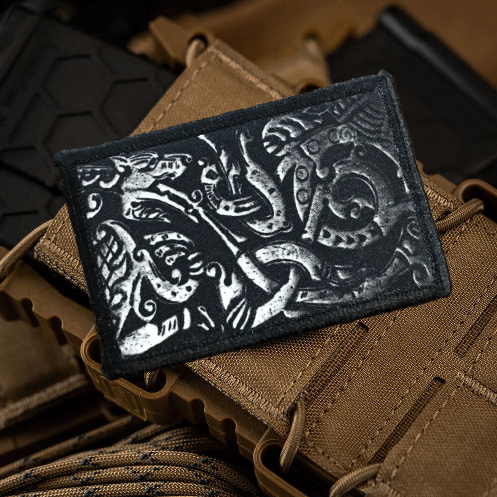 Parche táctico de acero de lobo, parches de gancho y bucle impresos, insignia de moral militar, apliques, brazalete, pegatinas para mochila - imagen 2