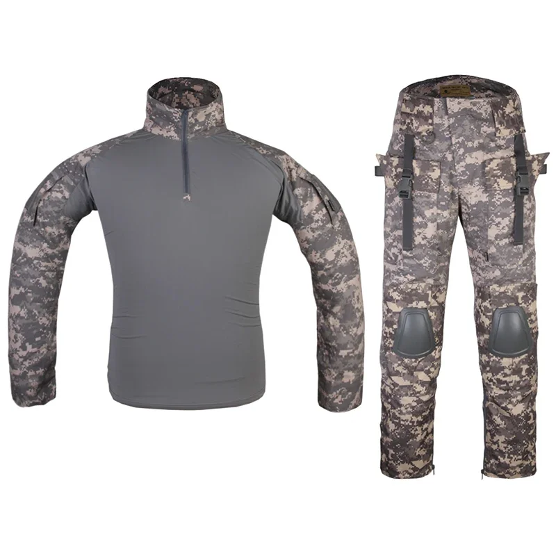 Emersongear, camisas de combate, pantalones, trajes tácticos con rodilleras, coderas, pantalones de carga de servicio, Airsoft, caza, senderismo, ACU EM2727 - imagen 2