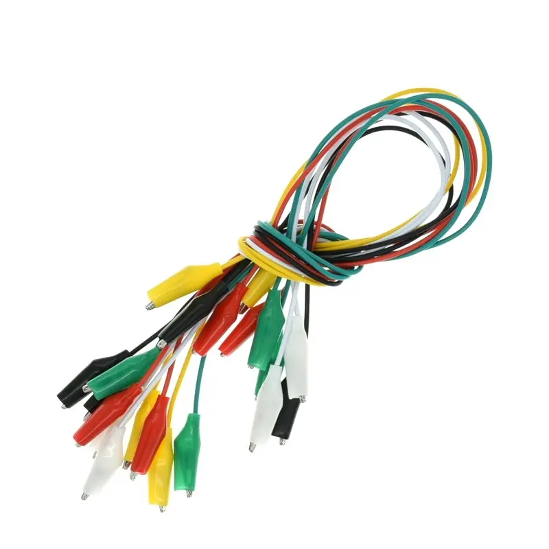 1 juego/10 Uds pinzas de cocodrilo cables de prueba eléctricos DIY pinzas de cocodrilo de doble punta Clip de cucaracha cable de puente de prueba 46CM - imagen 5