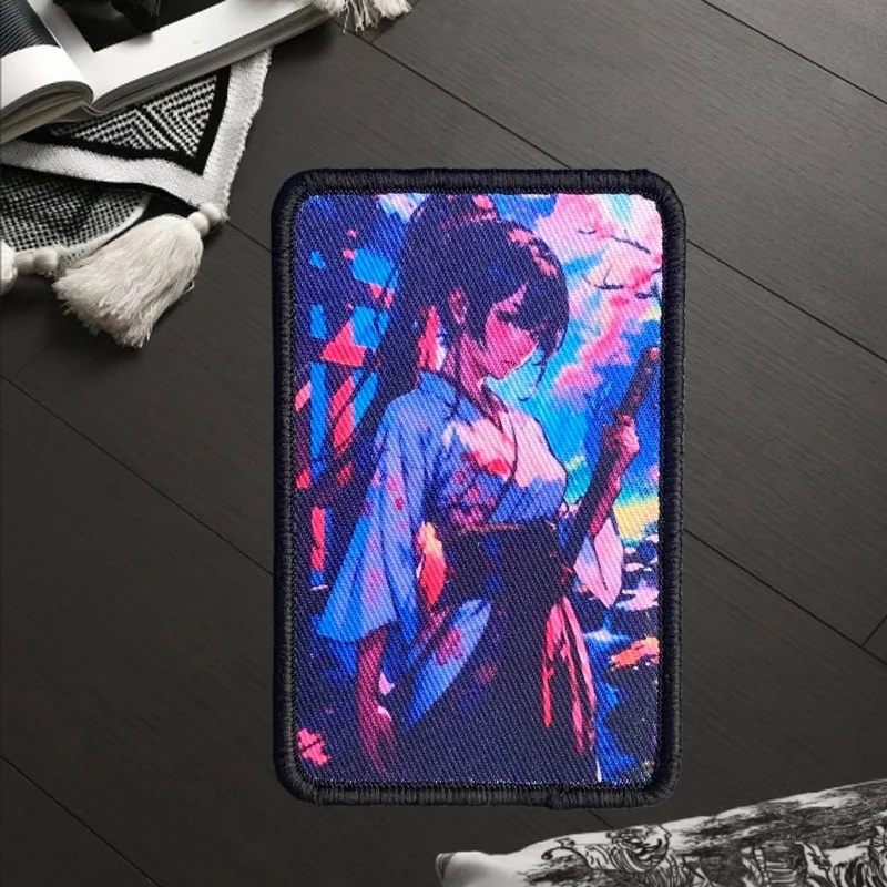 Parche de chica samurái, insignia de moral táctica, gancho y bucle estampado, mochila militar, ropa, pegatina decorativa, brazalete - imagen 4