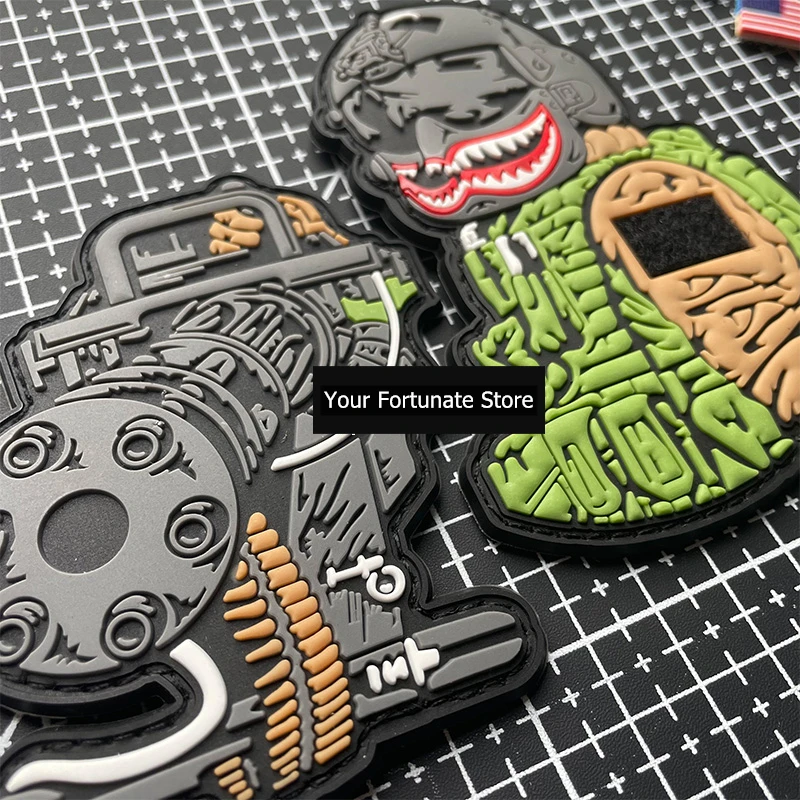 Pistola de submáquina Gatling de mano de soldado, parches de PVC, arma militar, insignia táctica, Rusia, Corea, Australia, Reino Unido, bandera para ropa - imagen 4