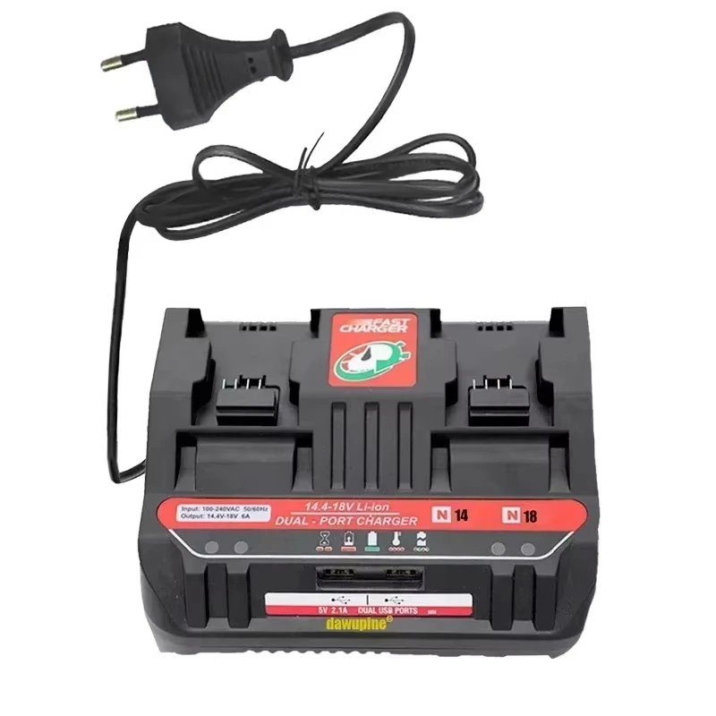 Estación de carga de batería de 2 puertos Compatible con batería de litio Milwaukee de 18V cargador de batería rápido 6A 160W con 2 puertos USB-A - imagen 2