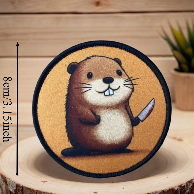 Parche con estampado de guerrero castor para chaleco táctico, insignia de moral con gancho y bucle, pegatina decorativa para mochila, parches para brazalete para ropa - imagen 4