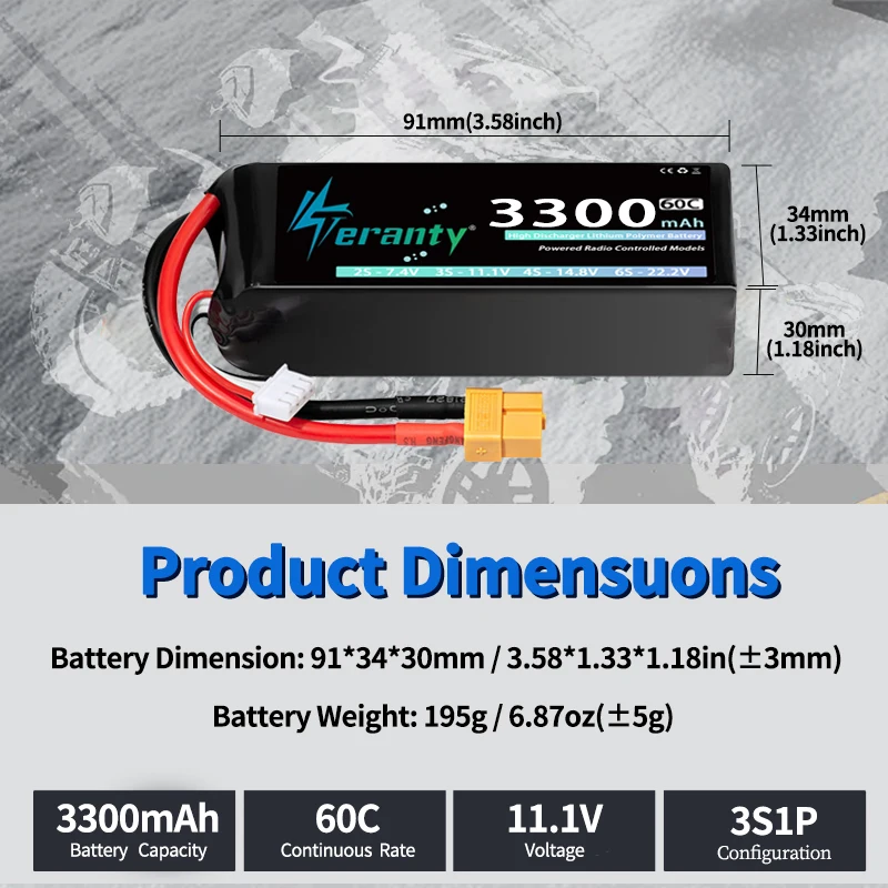 TERANTY Batería LiPo XT60 para RC de alto rendimiento - imagen 3