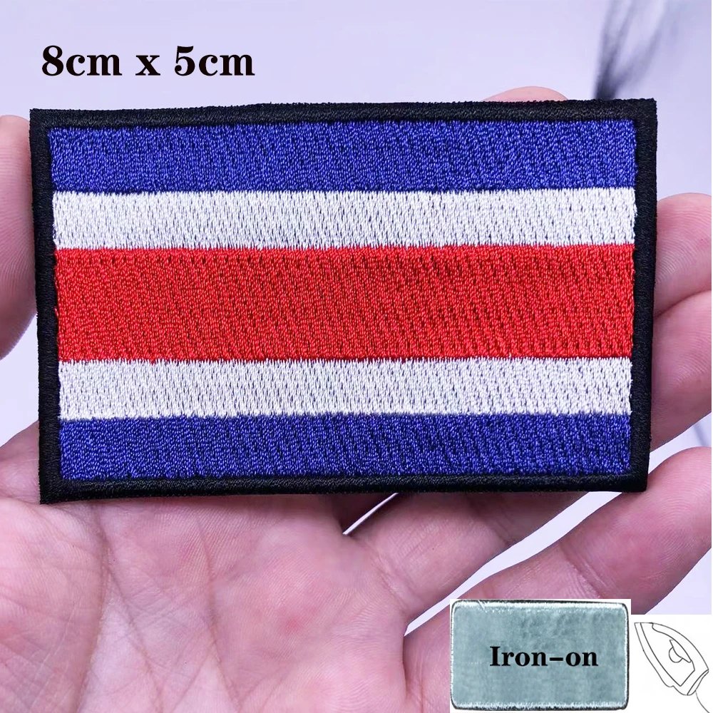 Parches de bandera de Costa Rica, brazalete, parche bordado, gancho y bucle, insignia bordada con hierro, raya militar - imagen 2