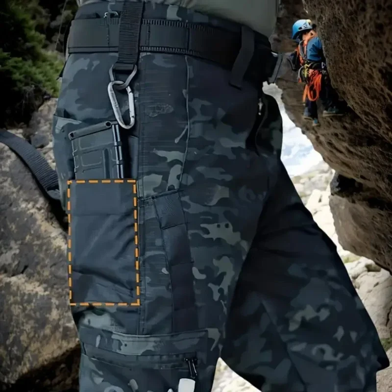 Pantalones tácticos al aire libre para hombre, pantalones Cargo impermeables, ropa de trabajo con múltiples bolsillos, pantalones resistentes, pantalones de entrenamiento para senderismo, monos - imagen 5