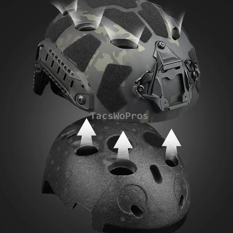 Cascos tácticos ajustables para caza al aire libre, casco de seguridad para juego de guerra Airsoft, combate de Paintball, casco de corte alto SF rápido - imagen 5