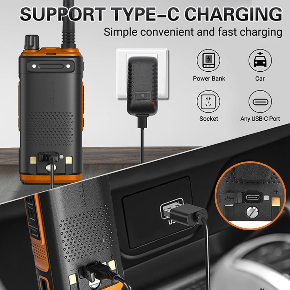 Baofeng-walkie-talkie portátil UV-17, dispositivo con pantalla a Color de 1,77 pulgadas, cargador tipo C, VHF, UHF, con función de partición, Radio FM, 5W - imagen 3