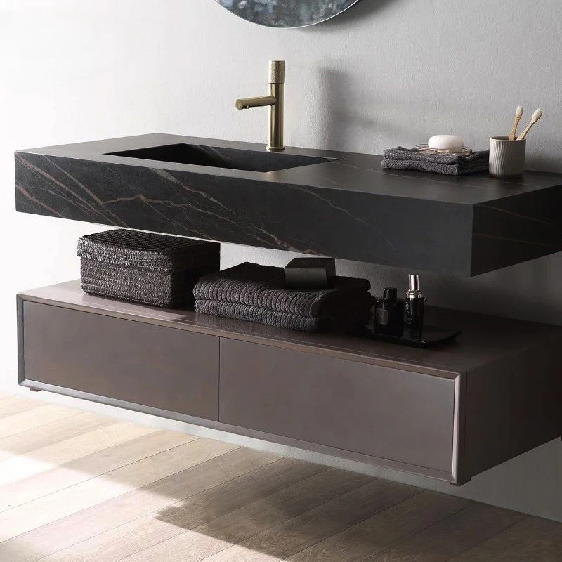 Juego de baño Rock Plate, combinación de mueble de baño, baño moderno y sencillo, mesa de lavado, lavado a mano ligero de lujo - imagen 2