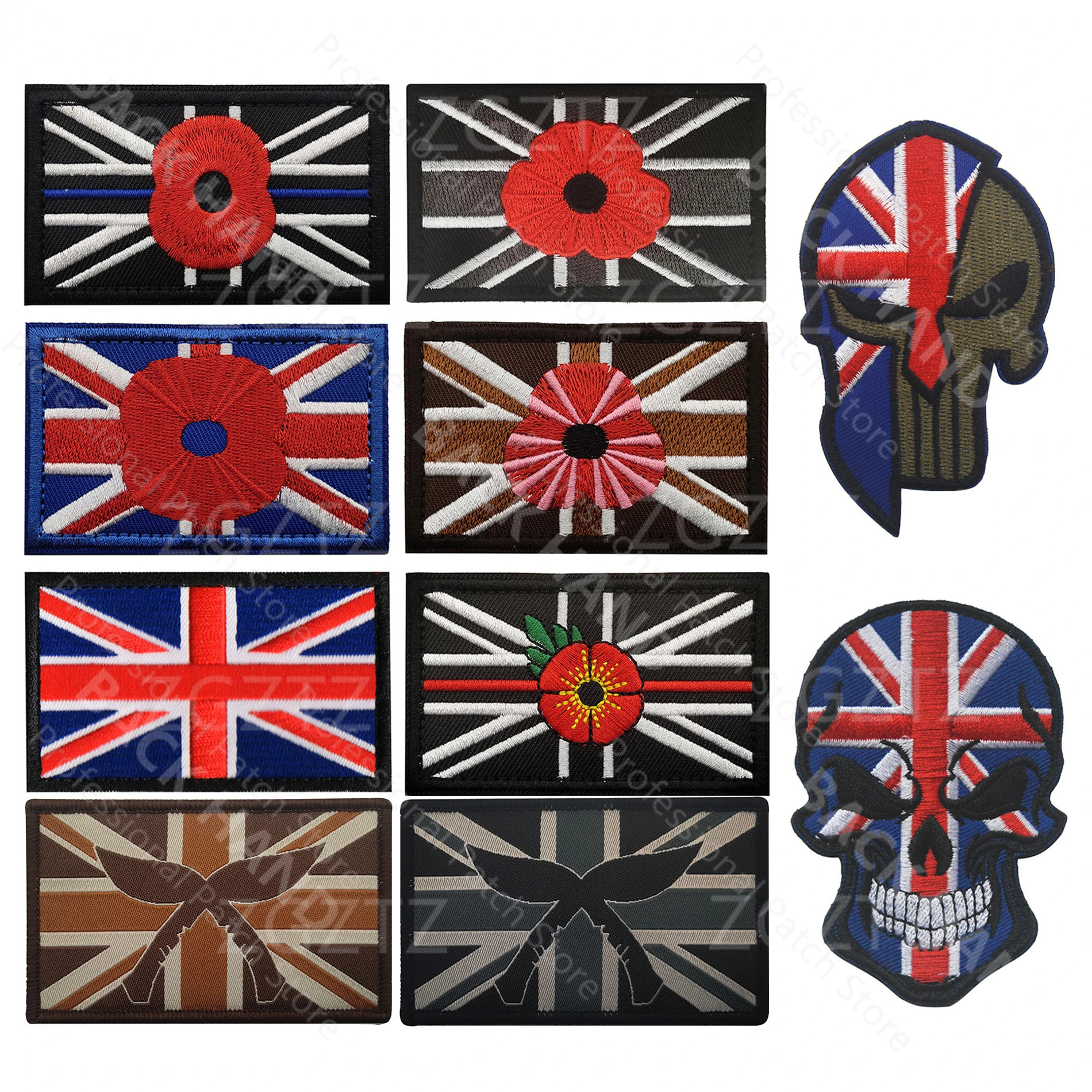 Parches bordados con bandera SAS del regimiento de servicio aéreo especial del Reino Unido, parche de banderas de Gran Bretaña GB, parches militares, insignias bordadas en 3D - imagen 2