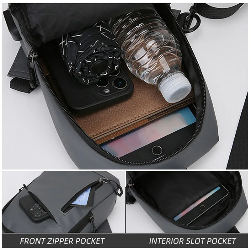 Bolso de pecho para deportes al aire libre USB para hombre, bolso de hombro tipo bandolera táctico para escalada, senderismo, Camping, viaje, desplazamientos, senderismo y ciclismo - imagen 3