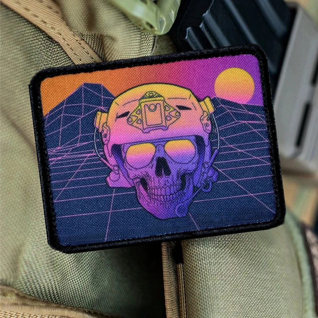 Parches de gancho y bucle con estampado de soldado esqueleto "mamá, soy un héroe", insignia de moral táctica, pegatina para mochila militar - imagen 2