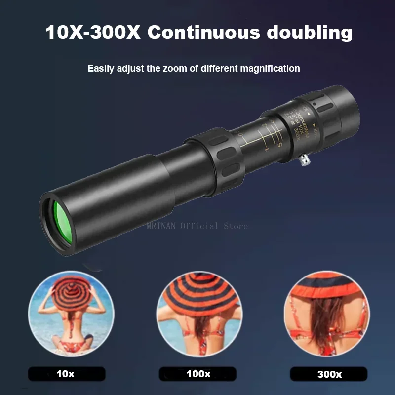 Telescopio Monocular profesional de vidrio Spyglass, binoculares potentes portátiles HD de largo alcance con Zoom 10-300X, visión nocturna baja para caza - imagen 4