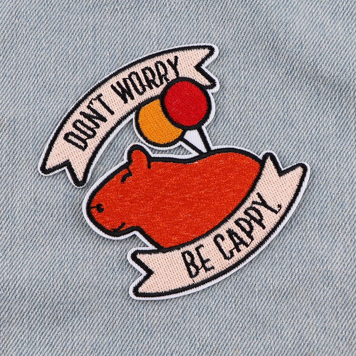 Parches bonitos de animales de dibujos animados de capibara para planchar para ropa, parches bordados para ropa, parches para coser a rayas - imagen 2