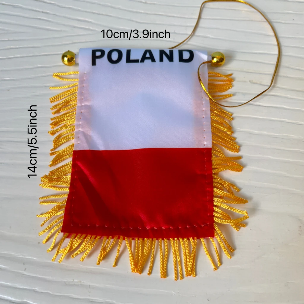 Bandera de Polonia para decoración de ventana de coche, banderín colgante, banderas de Polonia, Mini banderín, 10x14cm - imagen 3