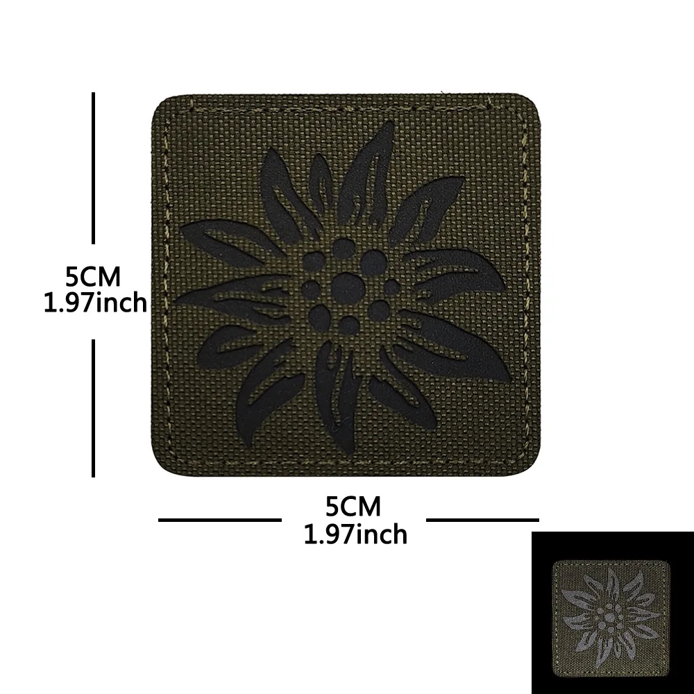 Parche táctico reflectante DE Edelweiss, tela DE reconocimiento nocturno cortada con láser, parche DE hombro cosido para chaqueta, mochila, sombrero, gancho y oop - imagen 4