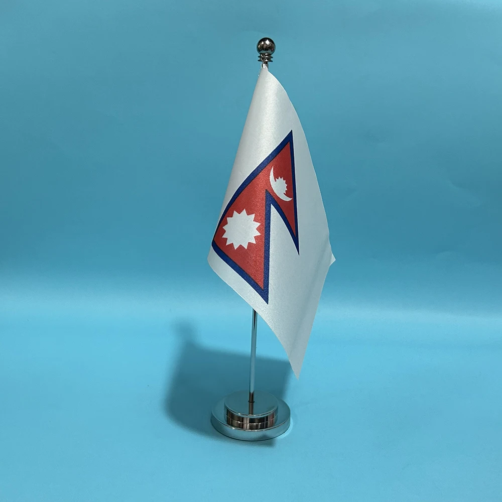 BANDERA DE SKY Bandera de escritorio de oficina Bandera de Nepal 14x21 cm Bandera de poliéster de Nepal Bandera nacional Bandera de país Adornos de escritorio Banderas - imagen 4