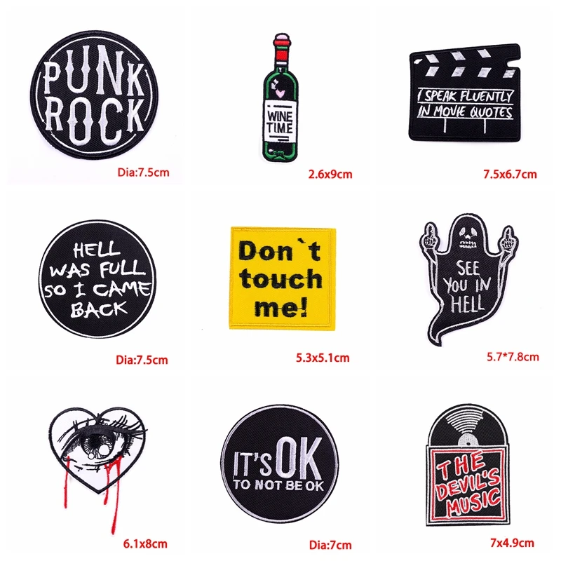 Parches bordados para ropa, pegatina de costura de llama, Punk/Rock/Letter, en la ropa para planchar, 10 unids/lote - imagen 2