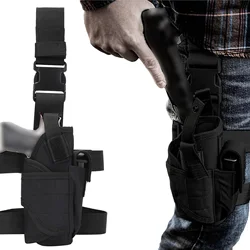 Funda de pierna caída, fundas de pistola de muslo para hombres y mujeres, funda de pistola Airsoft para diestros con bolsa de revista