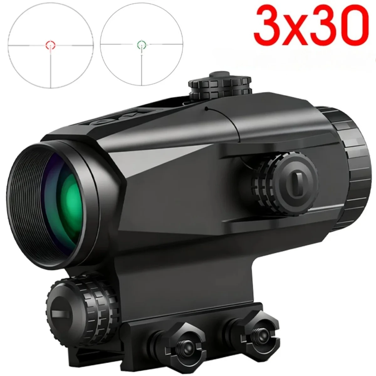 Mira de prisma 3x30, reflejo cruzado holográfico BRC, mira de retícula táctica, rojo, verde, lupa 3X, colimador, accesorios Airsoft