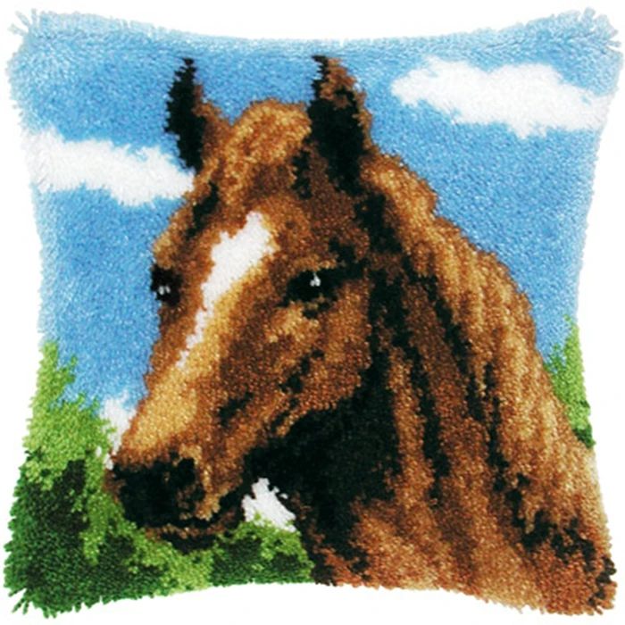 Cojín de perro y caballo para costura, paquete de botón Smyrna, animales, pestillo, gancho, almohada bordada, Foamiran - imagen 2