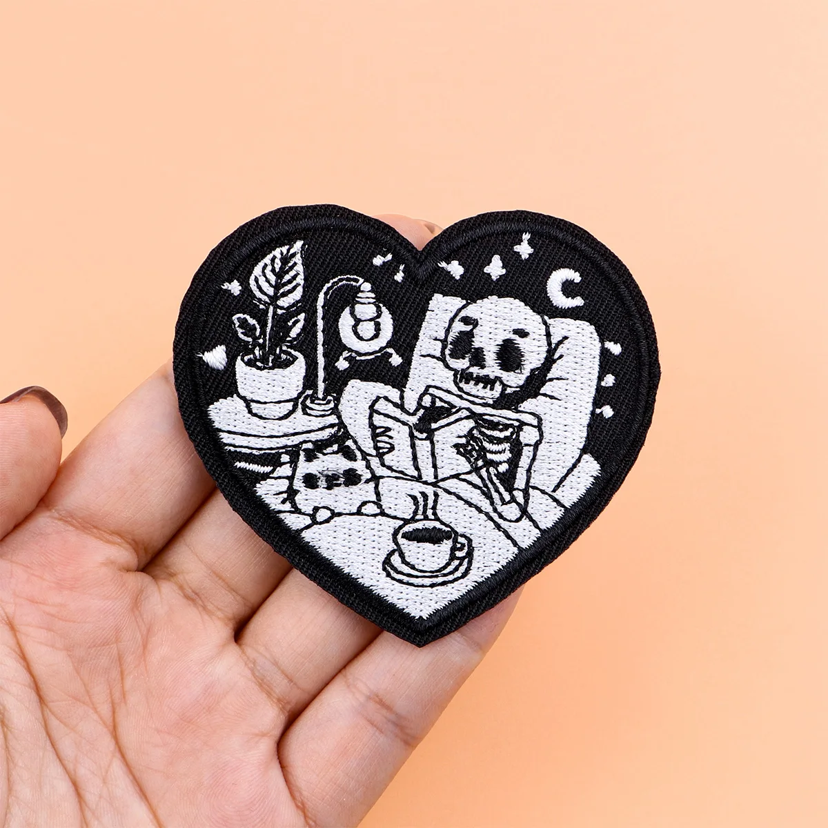 Parche para planchar con esqueleto y gato, parche para ropa para lectura de ropa, parche bordado, accesorios de ropa, pegatinas de costura