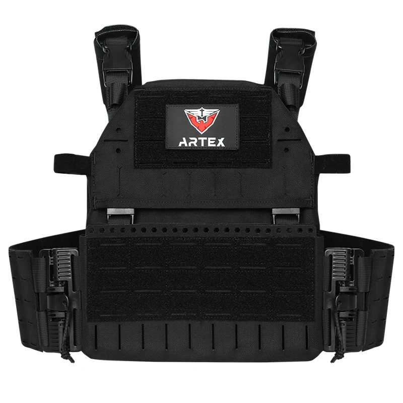 Chaleco táctico de seguridad de poliéster 1000D con Triple equipo, chaleco táctico Molle con corte láser de camuflaje, portador de placa de liberación rápida - imagen 2