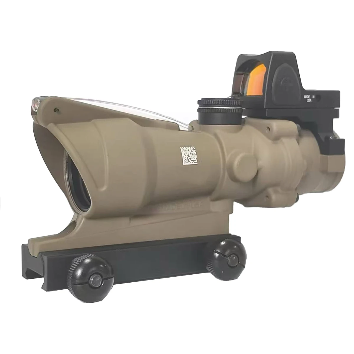 Mira colimadora de caza con aumento triangular 4x32, mira de Chevron roja iluminada con fibra de caza con logotipo en relieve, mira para Rifle Ar 15 - imagen 4